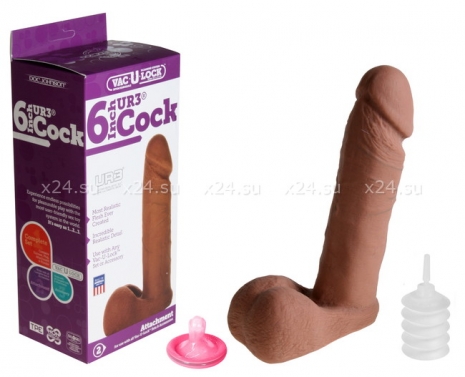 Коричневый фаллос-насадка для страпона из UR3 6'' Cock