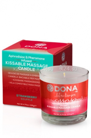 Массажная свеча для оральных ласк Dona Kissable Massage Candle Strawberry Souffle