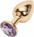 Малая золотая анальная пробка с светло-фиолетовым кристаллом0