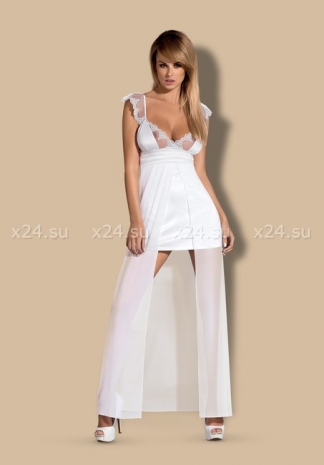 Белоснежная комбинация с прозрачной длинной юбкой Feelia Gown LXL