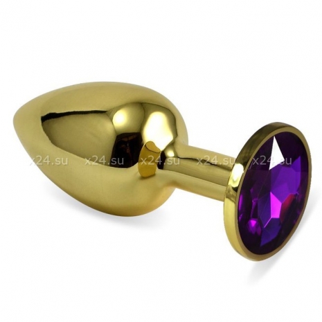 Малая золотая пробочка с фиолетовым кристаллом