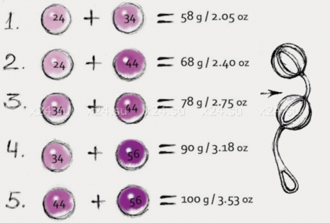 Вагинальные шарики разного веса Geisha Balls 2 (4 шарика)