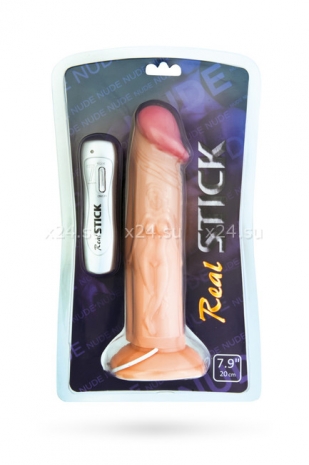 Реалистичный толстенький вибратор с рельефом Real Stick 7,9'' (7 режимов)