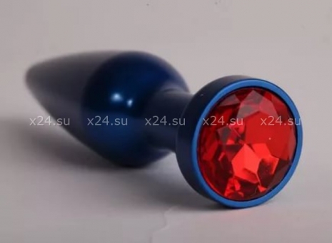 Синяя металлическая пробочка с красным кристаллом
