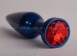Синяя металлическая пробочка с красным кристаллом0