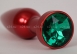 Красная  металлическая пробочка с зеленым кристаллом0