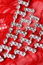 Трусики красные с украшением из страз в виде треугольника Joli Chantal, OneSize