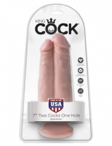 Фаллоимитатор сдвоенный на присоске King Cock 7'' Two Cocks One Hole