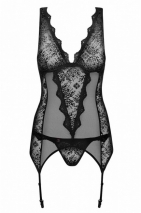 Черный корсаж с бархатным узором Emperita Corset SM