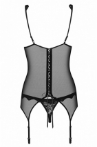 Черный корсаж с бархатным узором Emperita Corset SM