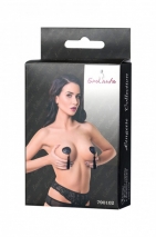 Пестис сатиновые сердечки с кистями и стразами черные Erolanta