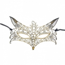 Золотистая ажурная карнавальная маска НЕЗНАКОМКА на завязочках