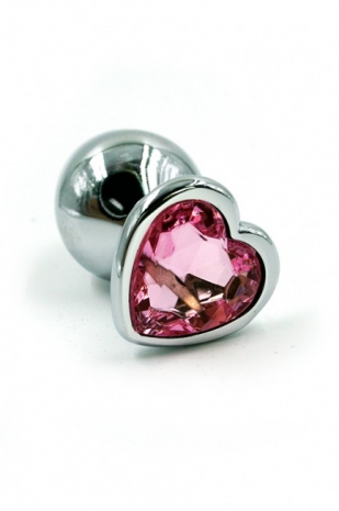 Маленькая пробочка с тупым кончиком с кристаллом в форме розового сердечка