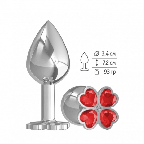 Средняя пробочка с кристаллом в форме красного четырехлистного клевера