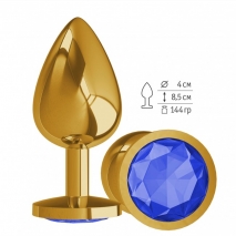 Большая золотая пробочка с синим круглым кристаллом