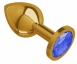 Средняя золотая пробочка с синим круглым кристаллом0