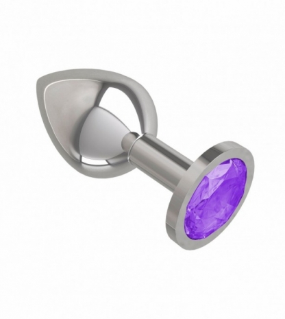 Средняя серебряная пробочка с фиолетовым круглым кристаллом