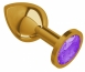 Средняя золотая пробочка с фиолетовым круглым кристаллом0
