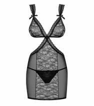 Коротенькая облегающая сорочка с кружевом и вырезами Swanita Chemise LXL