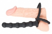 Кольца на член и мошонку с анальным стимулятором Black Velvets Cock & Ball Ring