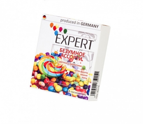 Цветные презервативы EXPERT "Безумное ассорти" (3 шт)