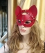 Красная маска с ушками из натуральной кожи Passion Belts0