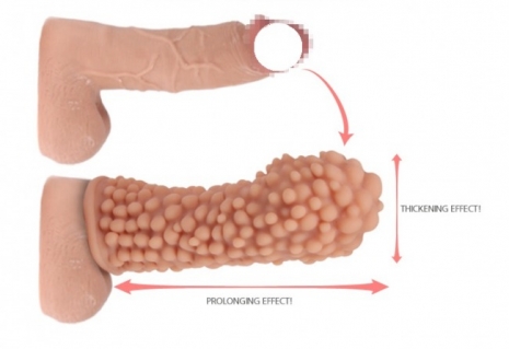 Стимулирующая насадка на пенис с пупырышками KOKOS (размер L, вторая кожа)