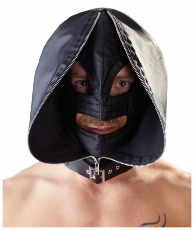 Маска-шлем с ошейником и молнией для полной сенсорной депривации Double Mask by fetish collection