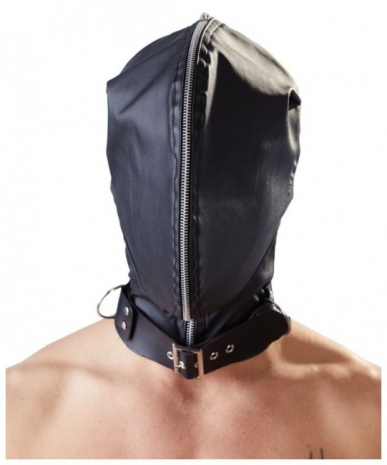 Маска-шлем с ошейником и молнией для полной сенсорной депривации Double Mask by fetish collection