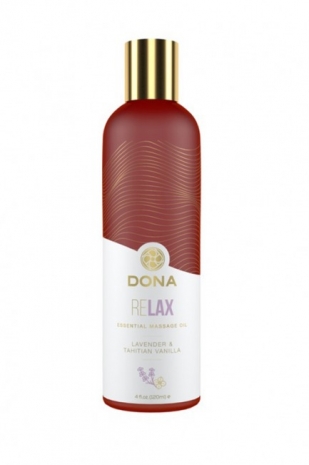 Массажное масло Dona RELAX с ароматом тиянской ванили и лаванды (120 мл)