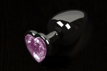 Небольшая графитовая пробочка с розовым кристаллом-сердечком