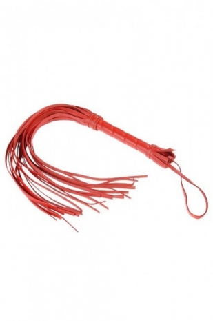Красная плеть с кожаной рукояткой и замшевыми лентами