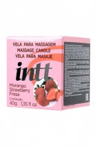 Массажная свеча для поцелуев INTT Strawberry с ароматом клубники (30 мл)