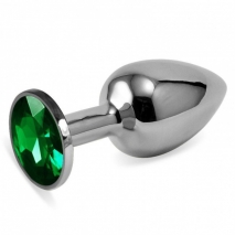 Небольшая серебристая пробочка с изумрудным круглым кристаллом