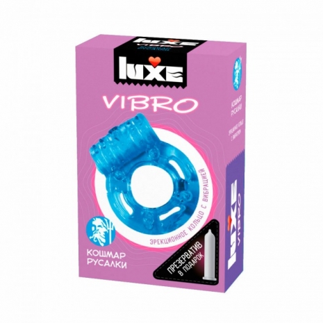 Эрекционное вибро-кольцо КОШМАР РУСАЛКИ Luxe Vibro (презерватив в подарок)