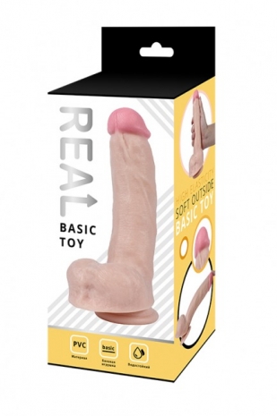 Изогнутый реалистичный фаллос на присоске REAL Basic Toy