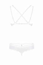 Белоснежный кружевной комплект белья с украшением на бюсте и косточками LXL