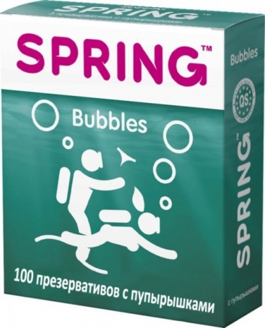 Презервативы SPRING Bubbles с пупырышками и ароматом тутти-фрутти (100 шт)