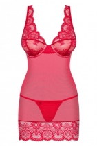 Красная сорочка с бюстом на косточках LXL