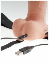 Перезаряжаемый фаллопротез с вибрацией Hollow Rechargeable Strap-on with Balls 9'' (10 режмов)