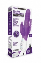 Вибратор для тройной стимуляции Double Penetration Rabbit Vibrator с вращающимися шариками (7 режимов)