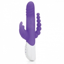 Вибратор для тройной стимуляции Double Penetration Rabbit Vibrator с вращающимися шариками (7 режимов)