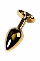 Малая золотая втулка с кристаллом в виде сердца цвета турмалин Toyfa