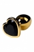Малая золотая втулка с кристаллом в виде сердца цвета турмалин Toyfa0