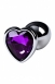 Малая серебристая втулка с кристаллом в виде сердца фиолетовго цвета Toyfa0