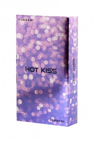 Тонкие латексные презервативы с разогревающим эффектом Sagami Hot Kiss (10 шт)