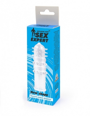 Рельефная насадка на пенис закрытого типа с усиками и пупырышками Sex Expert