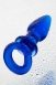 Синяя стеклянная анальная пробка с кольцом Sexus Glass2