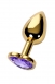Малая золотая втулка с кристаллом в виде сердца цвета аметист Toyfa0