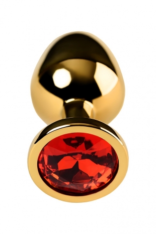 Средняя анальная втулка с красным кристаллом Metal by TOYFA